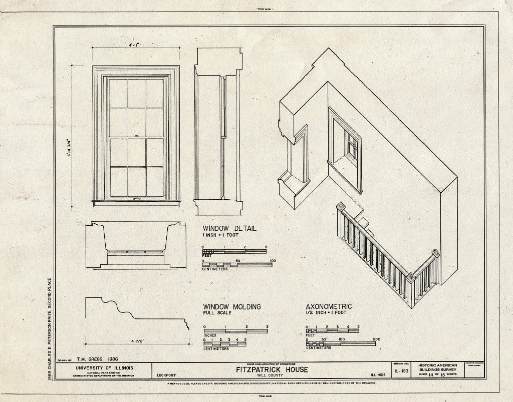 Blueprint HABS Ill,99-Lock,10- (Sheet 14 of 15) - Fitzpatrick House, West boundry of Lockport, 20 Miles Southwest of Chicago, Lockport, Will County, IL