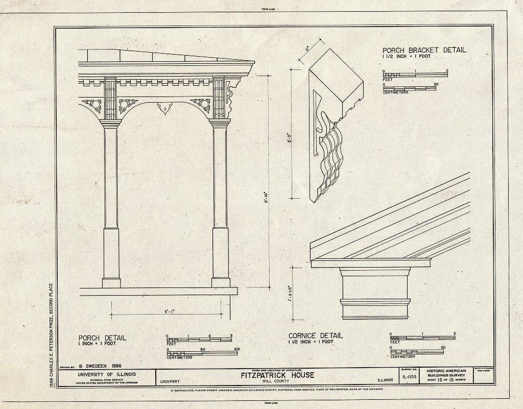Blueprint HABS Ill,99-Lock,10- (Sheet 15 of 15) - Fitzpatrick House, West boundry of Lockport, 20 Miles Southwest of Chicago, Lockport, Will County, IL