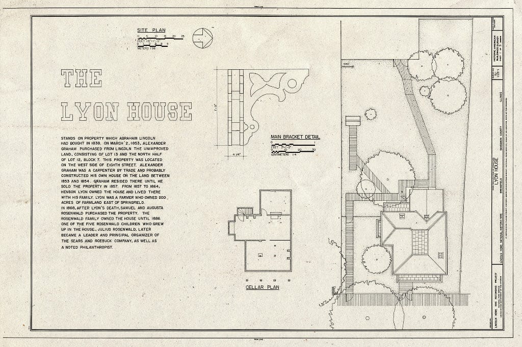 Blueprint HABS Ill,84-SPRIF,2I- (Sheet 1 of 3) - Lincoln Home Site, Lyon House, Eighth Street Between Jackson Street & Capitol Avenue, Springfield, Sangamon County, IL