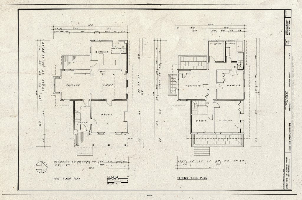 Blueprint HABS Ill,84-SPRIF,2I- (Sheet 2 of 3) - Lincoln Home Site, Lyon House, Eighth Street Between Jackson Street & Capitol Avenue, Springfield, Sangamon County, IL
