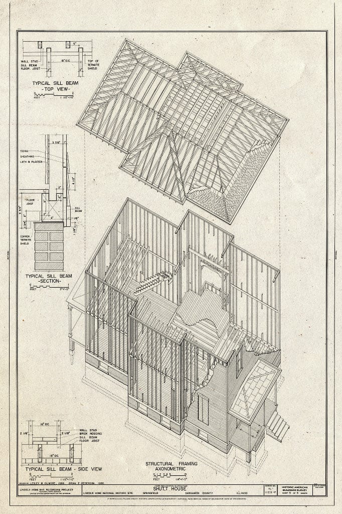 Blueprint HABS Ill,84-SPRIF,2F- (Sheet 5 of 5) - Lincoln Home Site, Shutt House, Edwards & Eighth Streets, Springfield, Sangamon County, IL