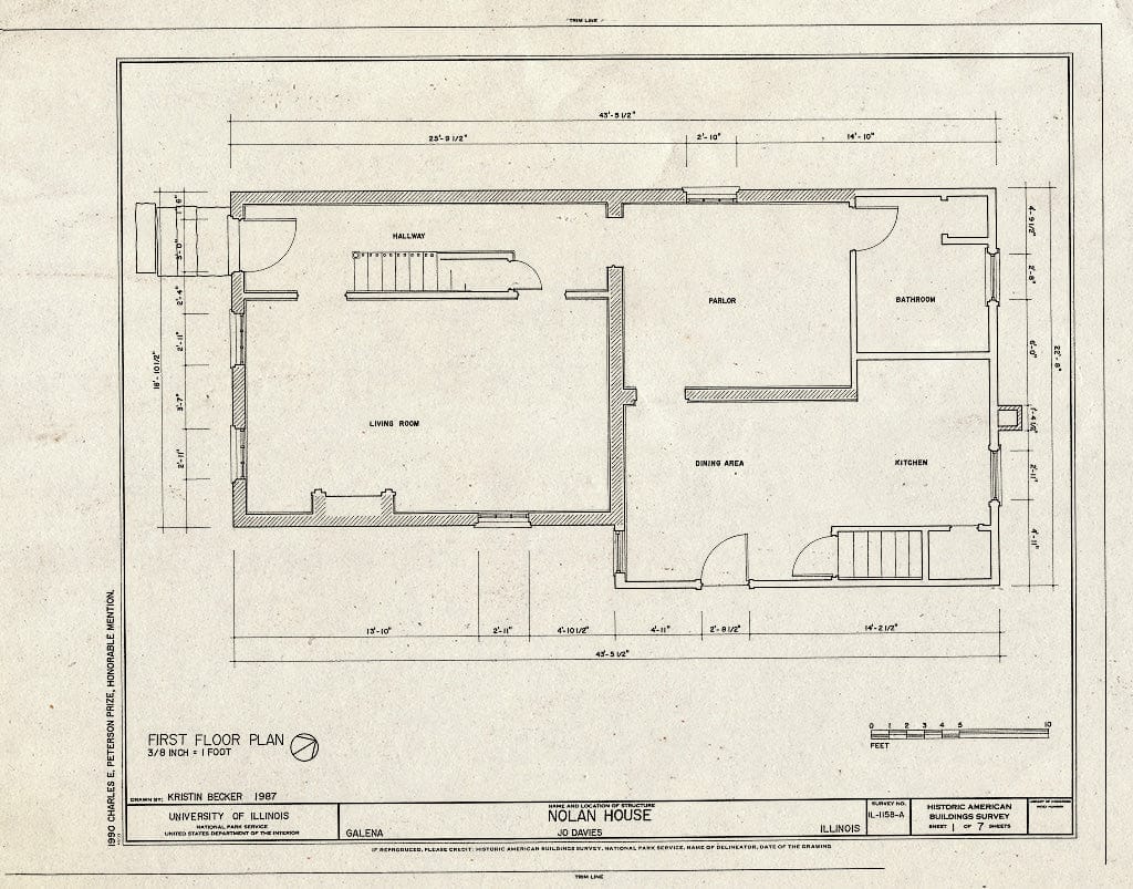 Blueprint HABS Ill,43-Gala,36-A- (Sheet 1 of 7) - Nolan House, Bouthiller Street, U. S. Grant Home State Historic Site, Galena, Jo Daviess County, IL