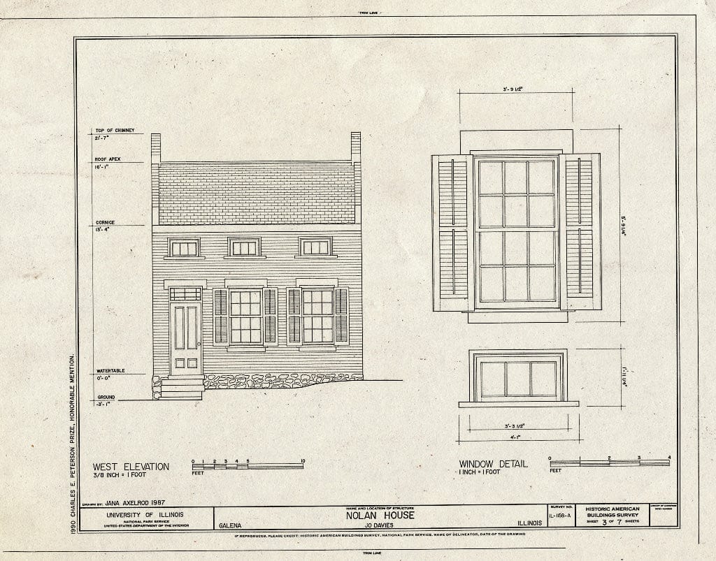 Blueprint HABS Ill,43-Gala,36-A- (Sheet 3 of 7) - Nolan House, Bouthiller Street, U. S. Grant Home State Historic Site, Galena, Jo Daviess County, IL