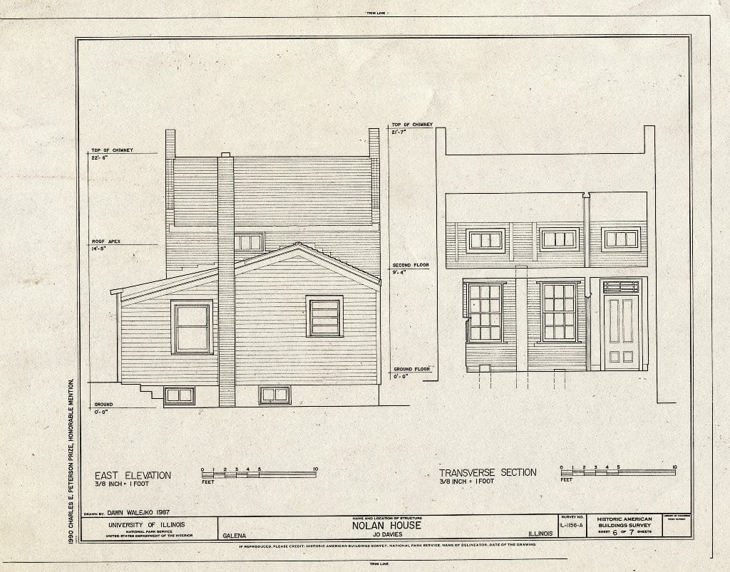 Blueprint HABS Ill,43-Gala,36-A- (Sheet 6 of 7) - Nolan House, Bouthiller Street, U. S. Grant Home State Historic Site, Galena, Jo Daviess County, IL
