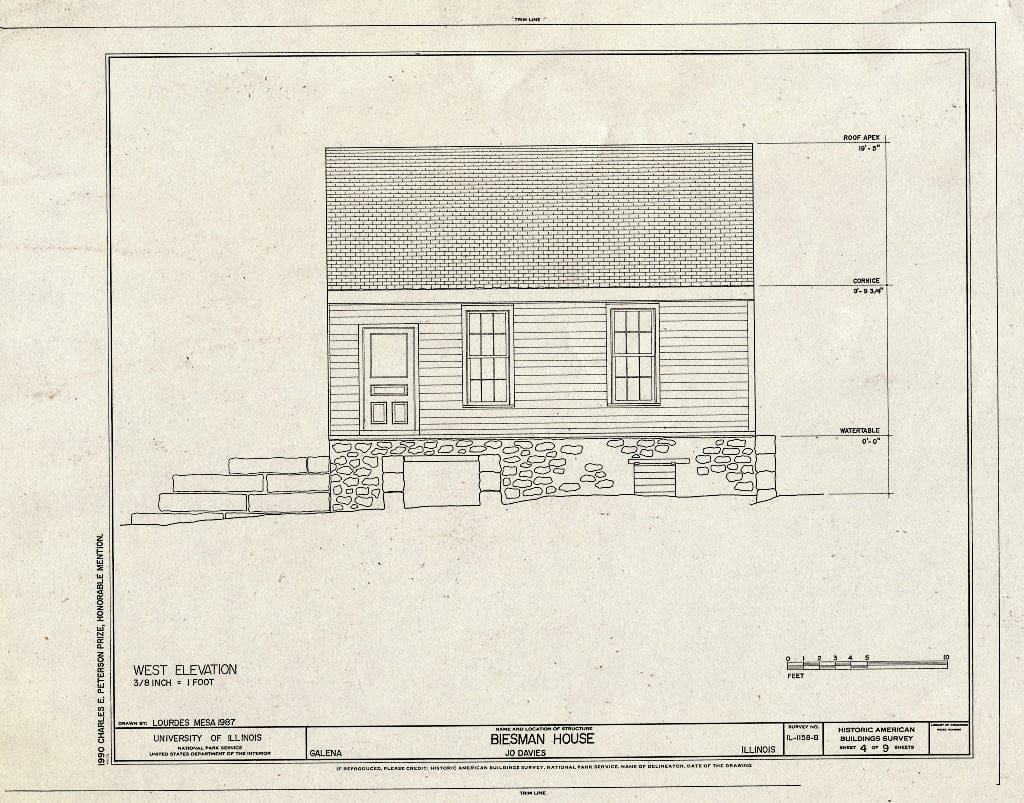Blueprint HABS Ill,43-Gala,36-B- (Sheet 4 of 9) - Biesman House, Bouthiller Street, U. S. Grant Home State Historic Site, Galena, Jo Daviess County, IL