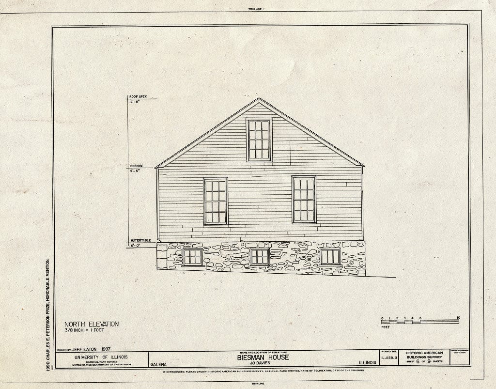 Blueprint HABS Ill,43-Gala,36-B- (Sheet 6 of 9) - Biesman House, Bouthiller Street, U. S. Grant Home State Historic Site, Galena, Jo Daviess County, IL