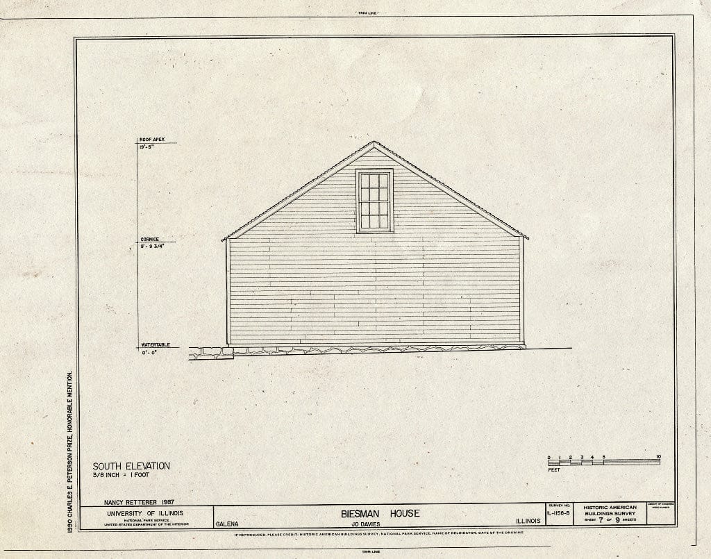 Blueprint HABS Ill,43-Gala,36-B- (Sheet 7 of 9) - Biesman House, Bouthiller Street, U. S. Grant Home State Historic Site, Galena, Jo Daviess County, IL
