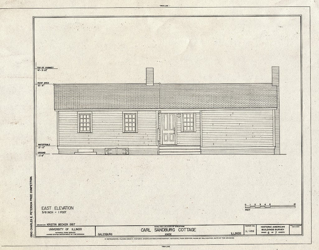 Blueprint HABS Ill,48-GALB,2- (Sheet 6 of 7) - Carl Sandburg Cottage, 331 East Third Street, Galesburg, Knox County, IL