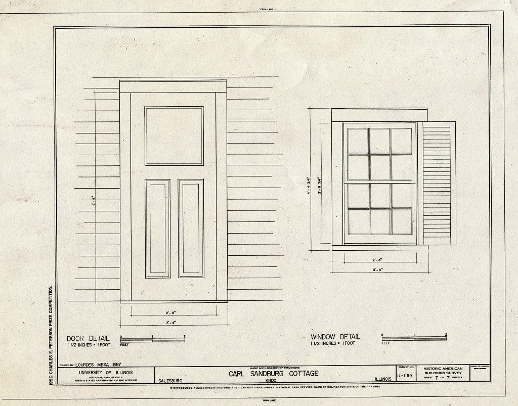 Blueprint HABS Ill,48-GALB,2- (Sheet 7 of 7) - Carl Sandburg Cottage, 331 East Third Street, Galesburg, Knox County, IL