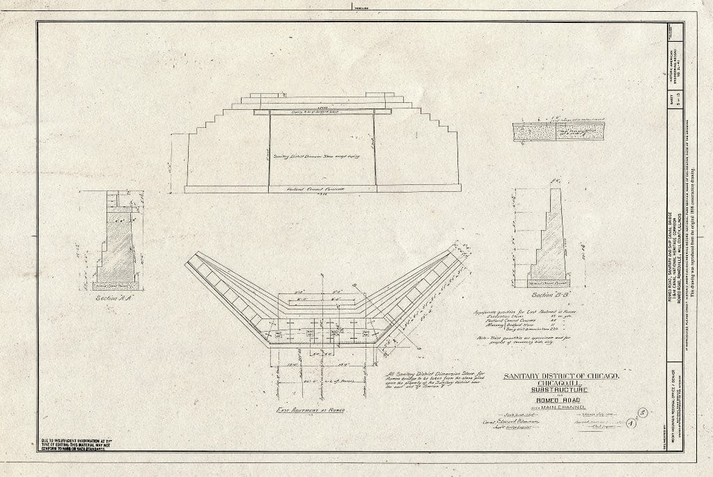 Blueprint HAER Ill, 99-ROM, 1- (Sheet 5 of 13) - Romeo Road, Sanitary & Ship Canal Bridge, Spanning Sanitary & Ship Canal, Romeoville, Will County, IL