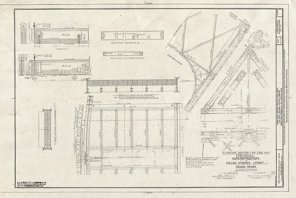 Blueprint HAER Ill, 99-ROM, 1- (Sheet 8 of 13) - Romeo Road, Sanitary & Ship Canal Bridge, Spanning Sanitary & Ship Canal, Romeoville, Will County, IL