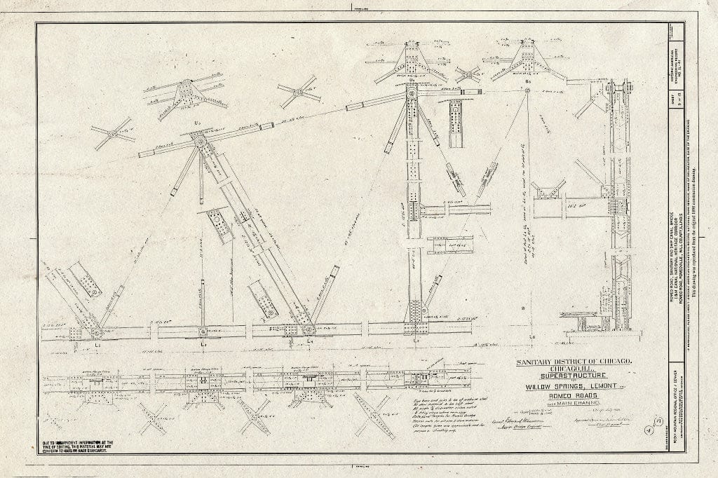 Blueprint HAER Ill, 99-ROM, 1- (Sheet 9 of 13) - Romeo Road, Sanitary & Ship Canal Bridge, Spanning Sanitary & Ship Canal, Romeoville, Will County, IL