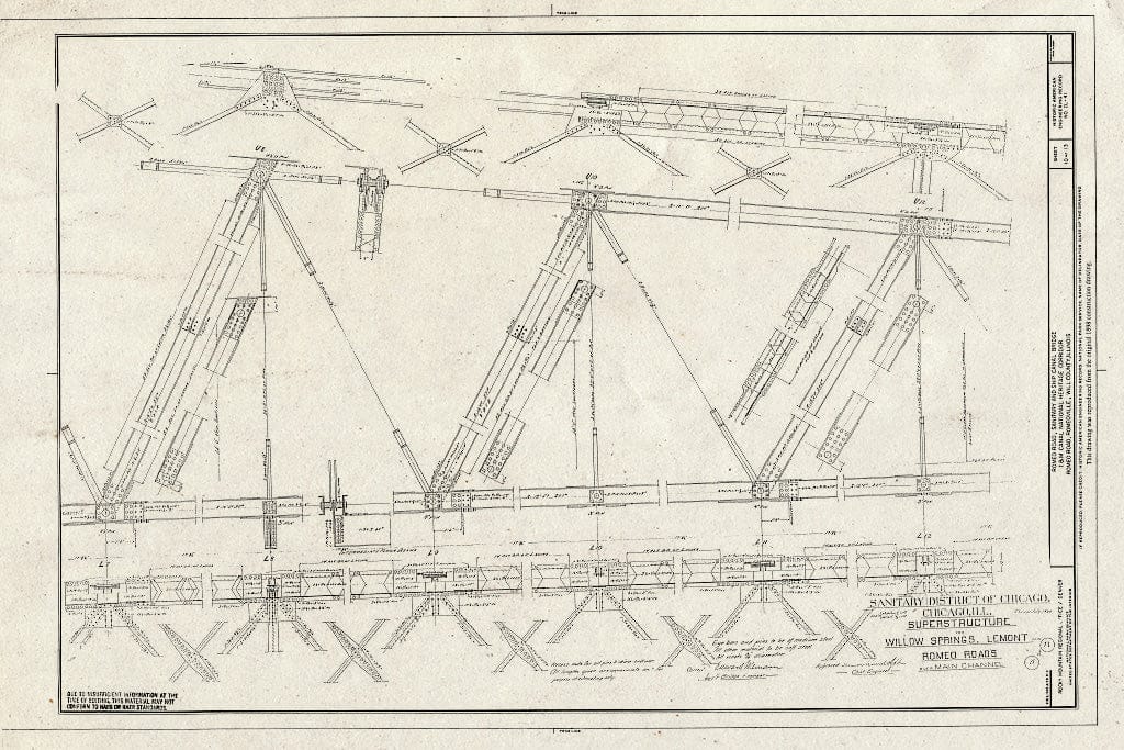 Blueprint HAER Ill, 99-ROM, 1- (Sheet 10 of 13) - Romeo Road, Sanitary & Ship Canal Bridge, Spanning Sanitary & Ship Canal, Romeoville, Will County, IL