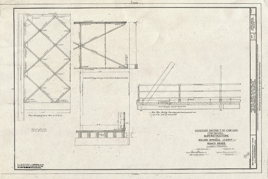 Blueprint HAER Ill, 99-ROM, 1- (Sheet 11 of 13) - Romeo Road, Sanitary & Ship Canal Bridge, Spanning Sanitary & Ship Canal, Romeoville, Will County, IL