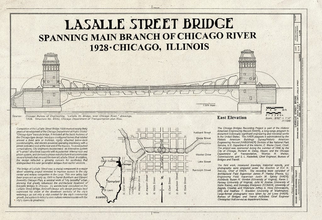 Blueprint HAER Ill, 16-CHIG, 128- (Sheet 1 of 4) - Chicago River Bascule Bridge, Lasalle Street, Spanning Chicago River at North Lasalle Street, Chicago, Cook County, IL