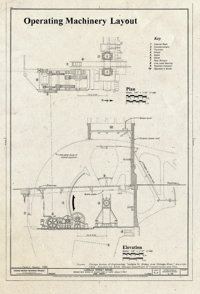 Blueprint HAER Ill, 16-CHIG, 128- (Sheet 3 of 4) - Chicago River Bascule Bridge, Lasalle Street, Spanning Chicago River at North Lasalle Street, Chicago, Cook County, IL