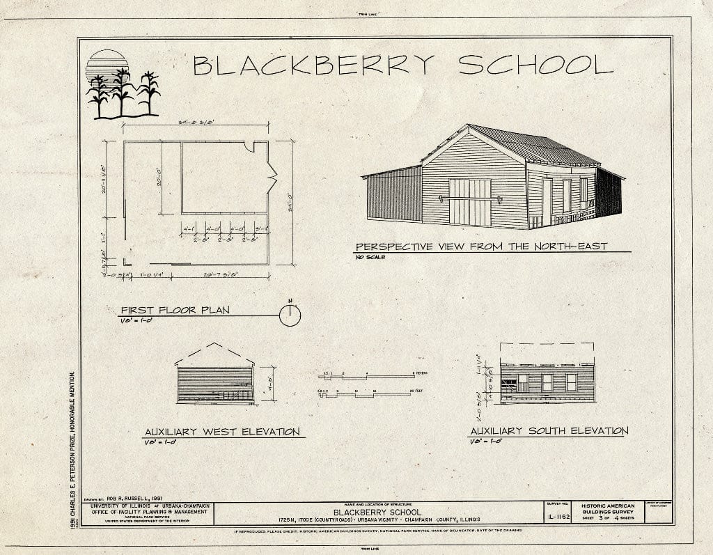 Blueprint HABS Ill,10-URB.V,1- (Sheet 3 of 4) - BlackBerry School, 1725 North & 1700 East (Country Roads), Urbana, Champaign County, IL