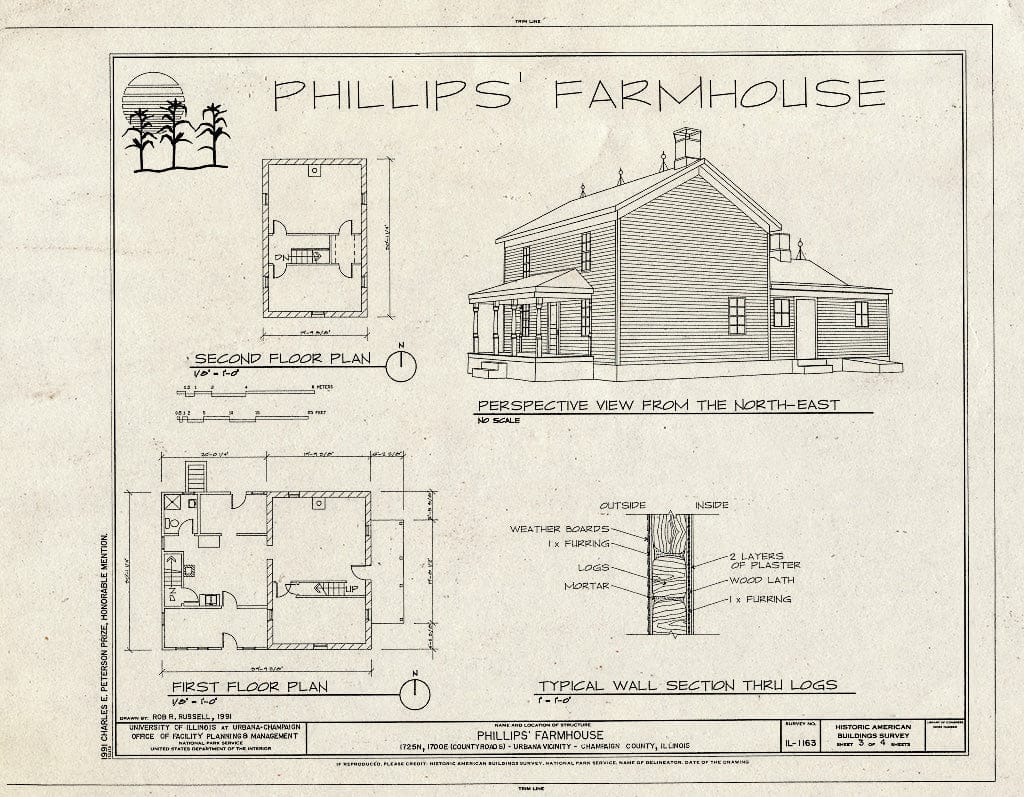 Blueprint HABS Ill,10-URB.V,2- (Sheet 3 of 4) - Phillips Farmhouse, 1725 North & 1700 East (Country Roads), Urbana, Champaign County, IL