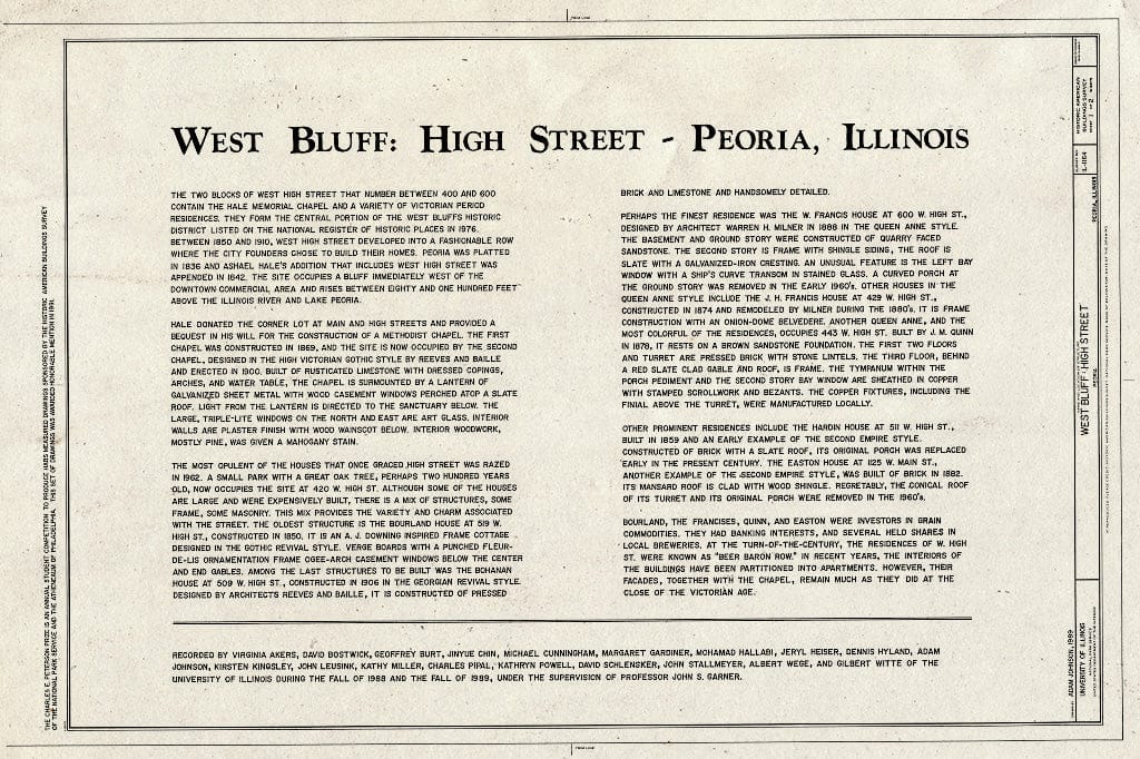 Blueprint HABS Ill,72-PEOR,2- (Sheet 1 of 2) - High Street, High Street, Peoria, Peoria County, IL