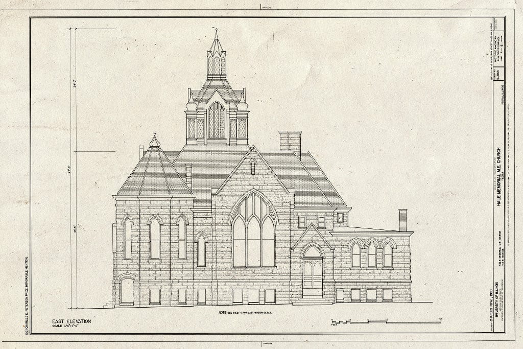 Blueprint HABS Ill,72-PEOR,3- (Sheet 4 of 8) - Hale Memorial Methodist-Episcopal Church, Peoria, Peoria County, IL