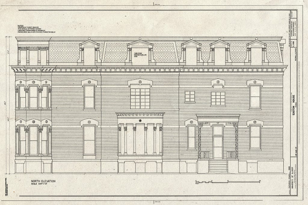 Blueprint HABS Ill,72-PEOR,4- (Sheet 1 of 1) - Easton House, 1125 Main Street, Peoria, Peoria County, IL