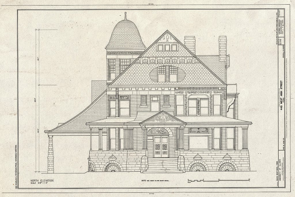 Blueprint HABS Ill,72-PEOR,11- (Sheet 1 of 2) - 443 West High Street, Peoria, Peoria County, IL