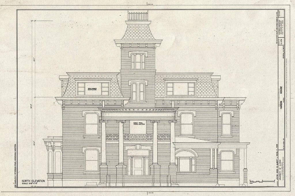 Blueprint HABS Ill,72-PEOR,14- (Sheet 1 of 1) - Hardin House, 511 West High Street, Peoria, Peoria County, IL