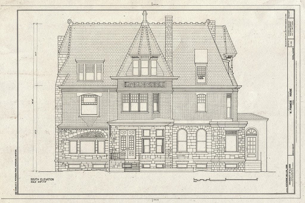 Blueprint HABS Ill,72-PEOR,8- (Sheet 1 of 1) - W. Francis House, 600 West High Street, Peoria, Peoria County, IL