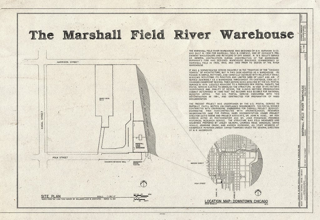 Blueprint HABS Ill,16-CHIG,167- (Sheet 1 of 9) - Marshall Field River Warehouse, 310 West Polk Street, Chicago, Cook County, IL