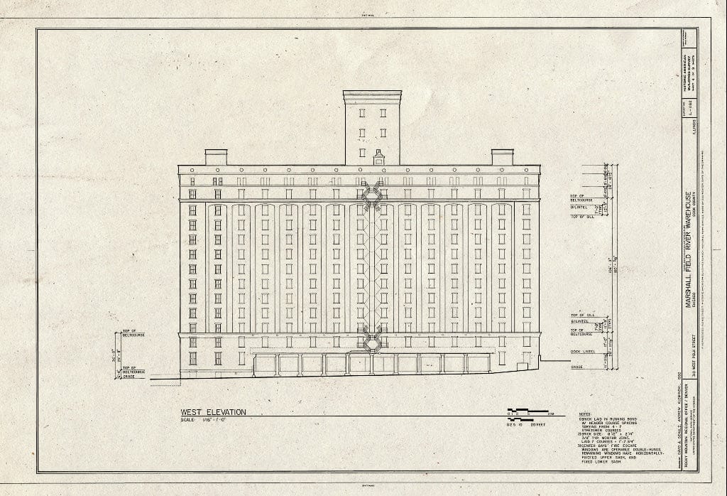 Blueprint HABS Ill,16-CHIG,167- (Sheet 4 of 9) - Marshall Field River Warehouse, 310 West Polk Street, Chicago, Cook County, IL