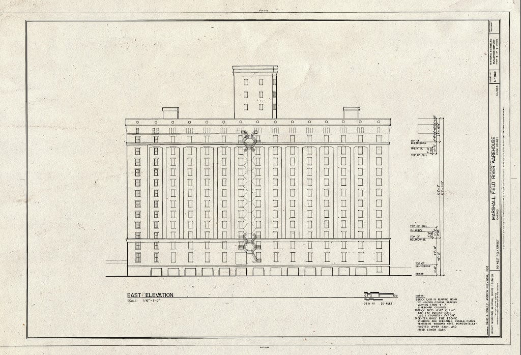 Blueprint HABS Ill,16-CHIG,167- (Sheet 5 of 9) - Marshall Field River Warehouse, 310 West Polk Street, Chicago, Cook County, IL