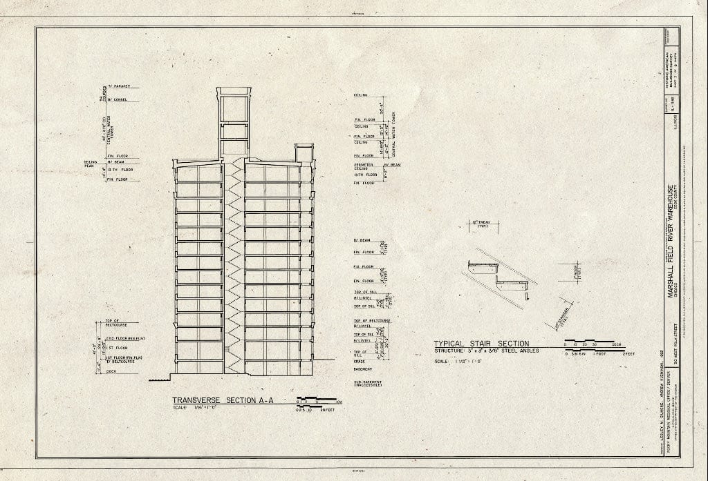 Blueprint HABS Ill,16-CHIG,167- (Sheet 7 of 9) - Marshall Field River Warehouse, 310 West Polk Street, Chicago, Cook County, IL