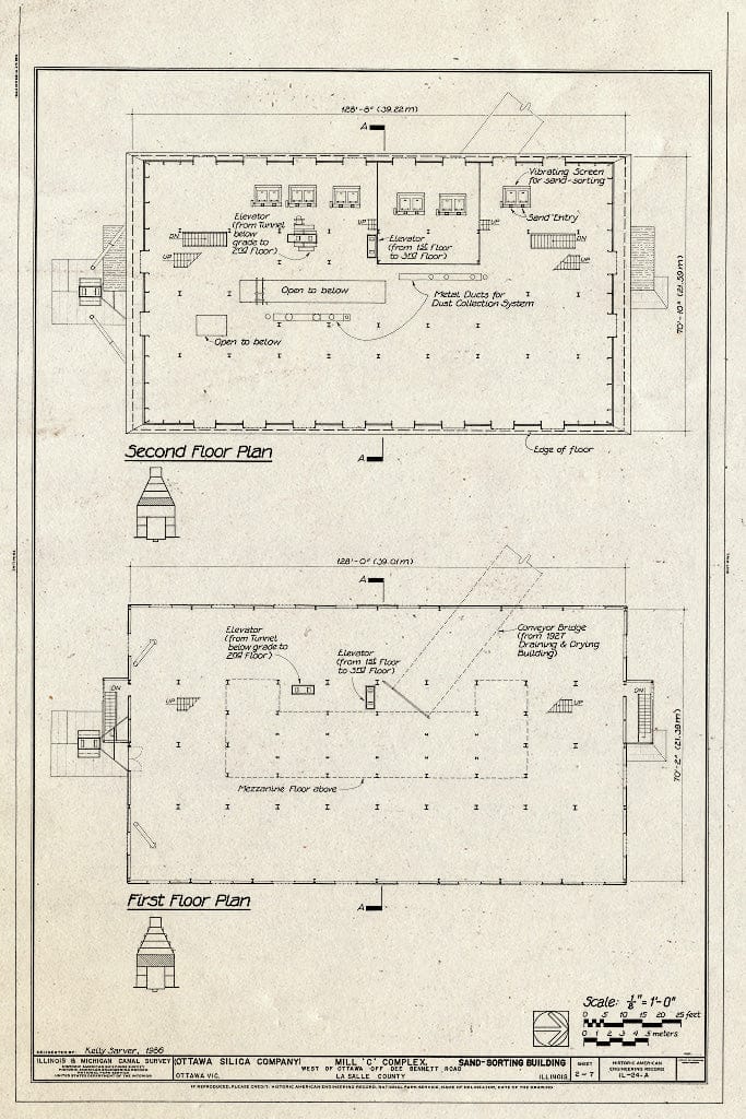 Blueprint HAER Ill, 50-OTWA. V, 1A- (Sheet 2 of 7) - Mill C Complex, Sand-Sorting Building, South of Dee Bennet Road, Near Illinois River, Ottawa, La Salle County, IL
