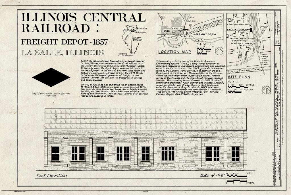 Blueprint HAER Ill, 50-LASAL, 4A- (Sheet 1 of 3) - Illinois Central Railroad, Freight Depot No. 1, North of First Street, East of Union Street, La Salle, La Salle County, IL