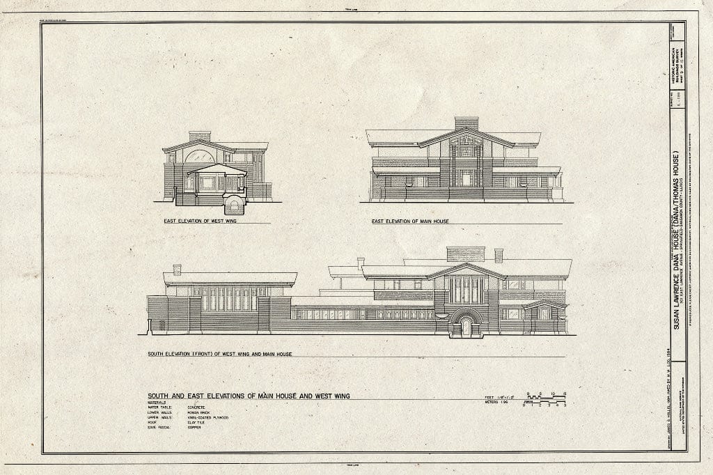 Blueprint HABS Ill,84-SPRIF,3- (Sheet 9 of 15) - Susan Lawrence Dana House, 301 East Lawrence Avenue, Springfield, Sangamon County, IL