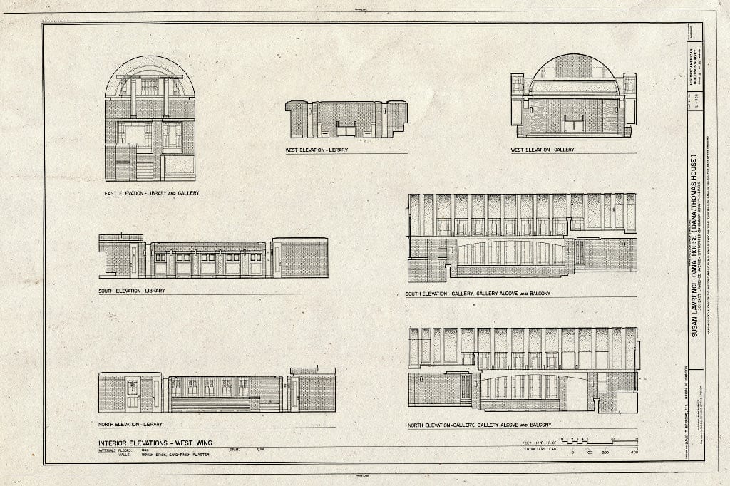 Blueprint HABS Ill,84-SPRIF,3- (Sheet 11 of 15) - Susan Lawrence Dana House, 301 East Lawrence Avenue, Springfield, Sangamon County, IL