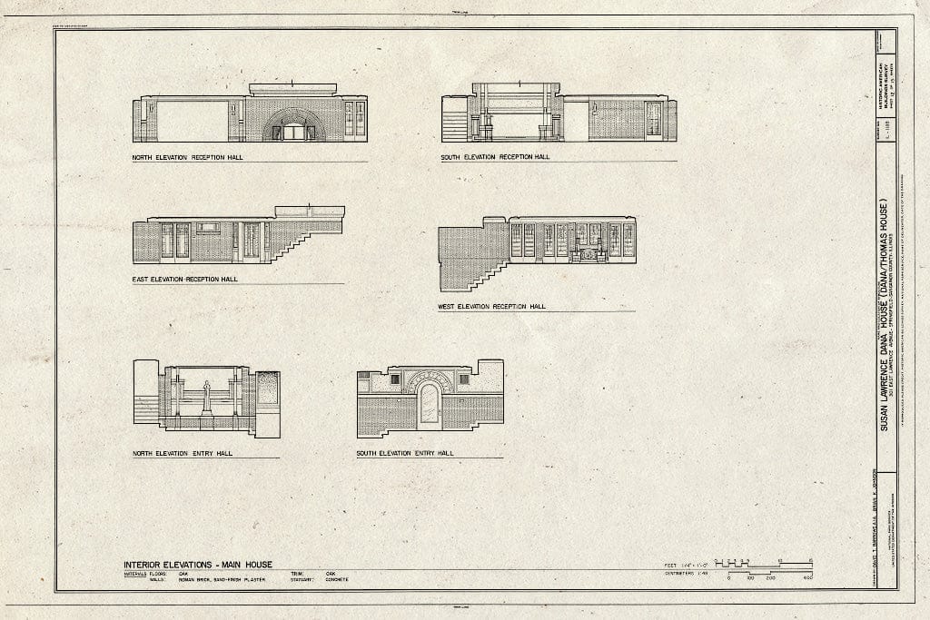 Blueprint HABS Ill,84-SPRIF,3- (Sheet 12 of 15) - Susan Lawrence Dana House, 301 East Lawrence Avenue, Springfield, Sangamon County, IL