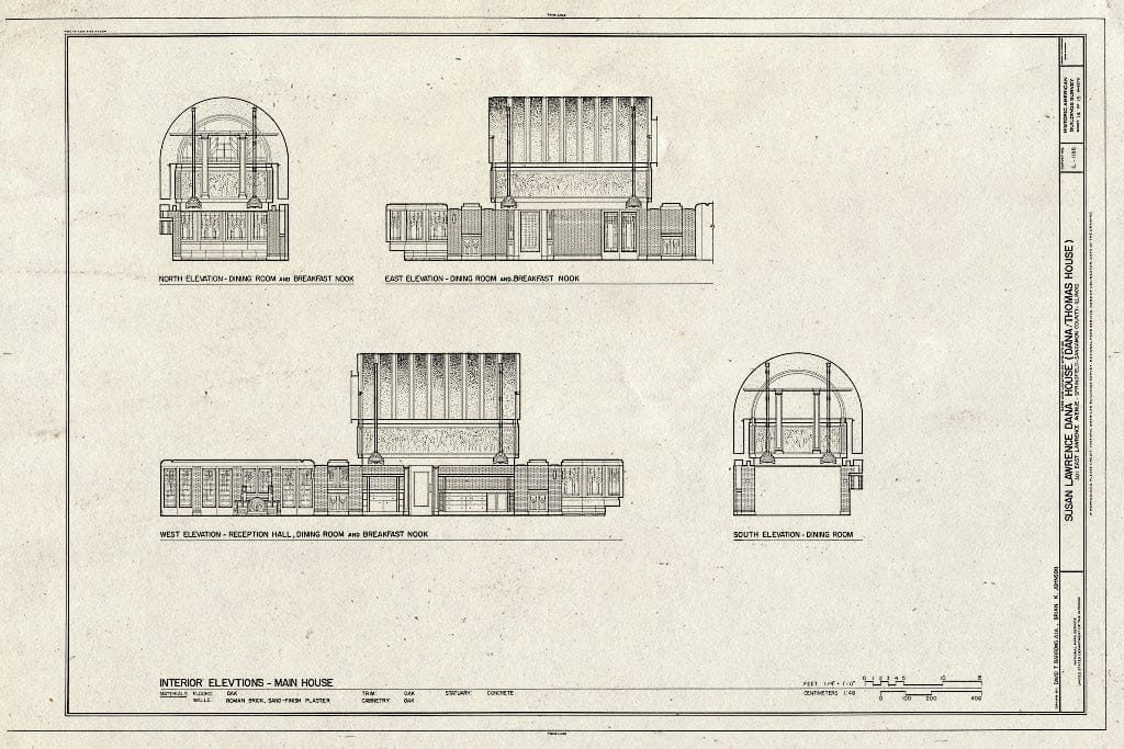 Blueprint HABS Ill,84-SPRIF,3- (Sheet 14 of 15) - Susan Lawrence Dana House, 301 East Lawrence Avenue, Springfield, Sangamon County, IL