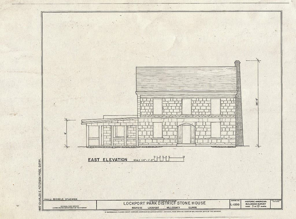 Blueprint HABS Ill,99-Lock,12- (Sheet 3 of 10) - Lockport Park District Stone House, Route 53, Lockport, Will County, IL