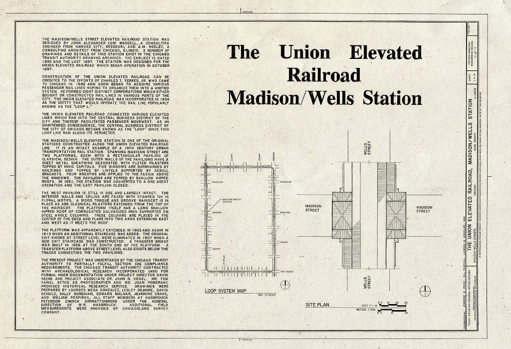 Blueprint HAER Ill, 16-CHIG, 108G- (Sheet 1 of 4) - Union Elevated Railroad, Madison-Wells Station, Madison & Wells Streets, Chicago, Cook County, IL