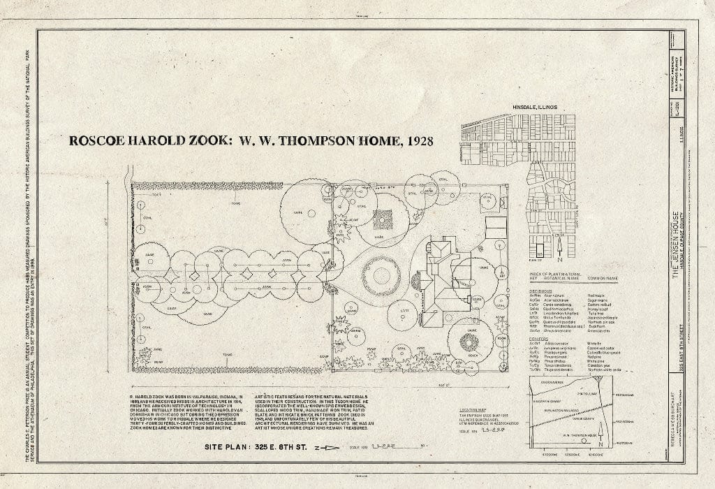 Blueprint HABS Ill,22-HINS,1- (Sheet 1 of 7) - Jensen House, 325 East Eighth Street, Hinsdale, Du Page County, IL