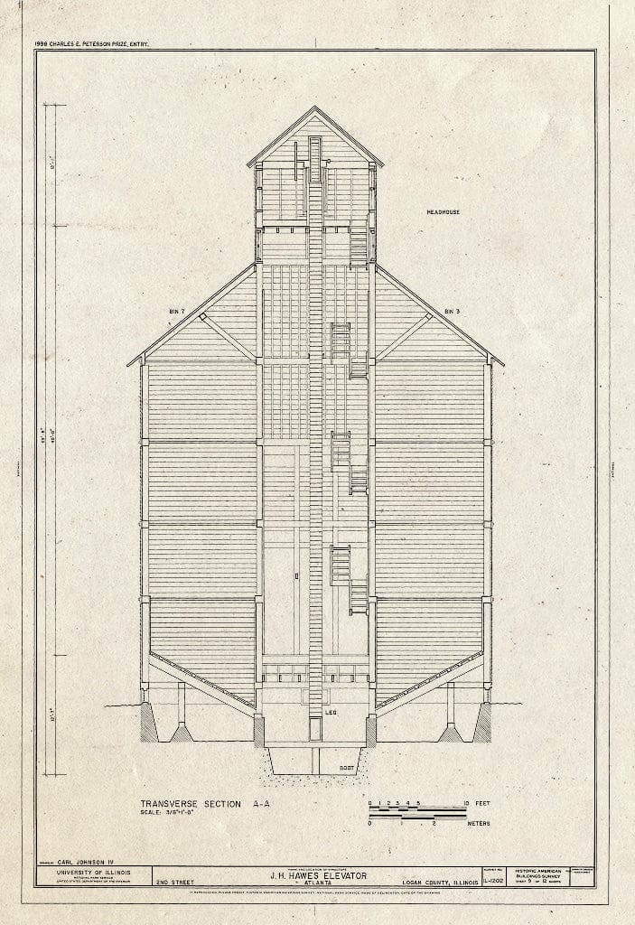 Blueprint HABS Ill,54-ATLA,1- (Sheet 9 of 12) - J. H. Hawes Elevator, Second Street, Atlanta, Logan County, IL