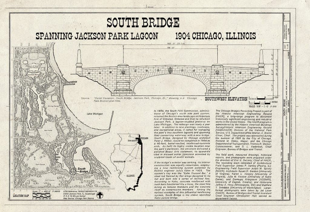 Blueprint HAER Ill, 16-CHIG, 157- (Sheet 1 of 2) - South Bridge, Spanning Jackson Park Lagoon at South Lake Shore Drive (U.S. Route 41), Chicago, Cook County, IL