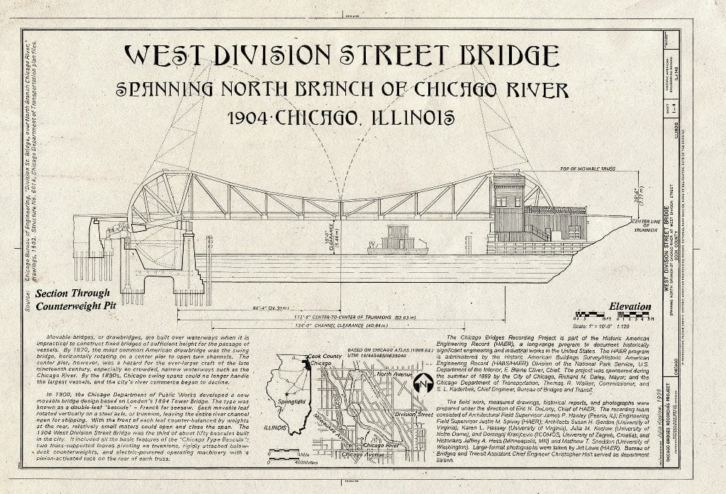Blueprint HAER Ill, 16-CHIG, 162- (Sheet 1 of 4) - West Division Street Bridge, Spanning North Branch of Chicago River at West Division Street, Chicago, Cook County, IL