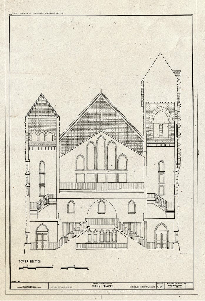 Blueprint HABS Ill,16-CHIG,168- (Sheet 11 of 19) - Quinn Chapel A.M.E. Church, 2401 South Wabash Avenue, Chicago, Cook County, IL