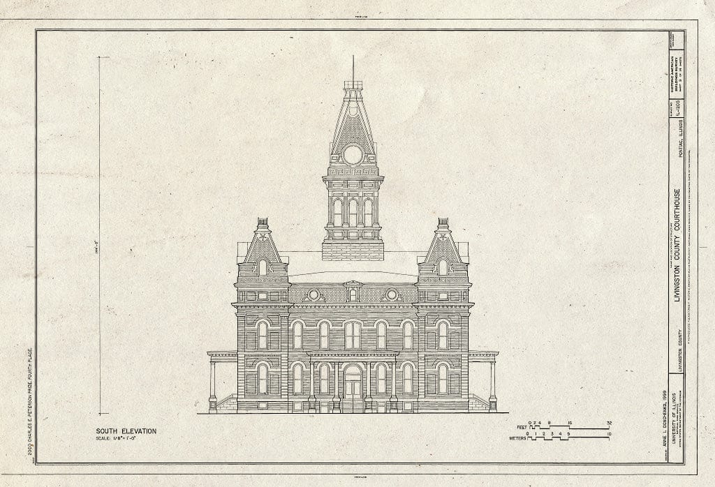 Blueprint HABS Ill,53-PON,1- (Sheet 9 of 14) - Livingston County Courthouse, Pontiac, Livingston County, IL