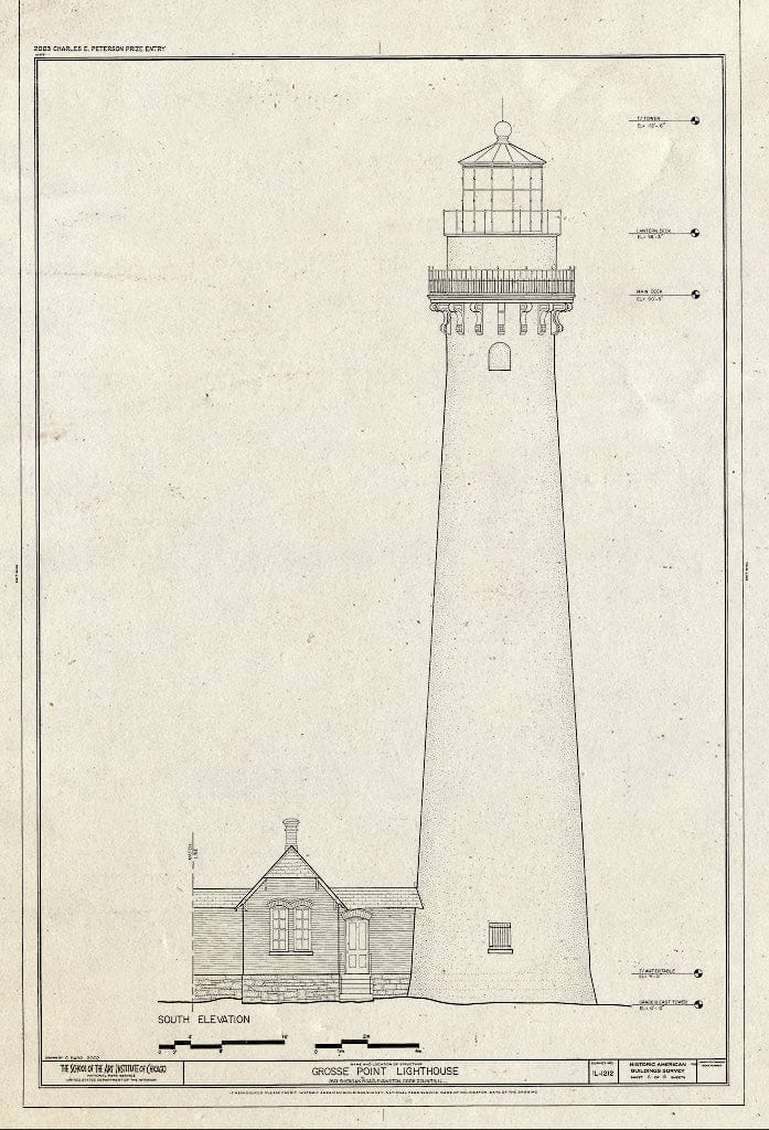 Blueprint HABS IL-1212 (Sheet 6 of 15) - Grosse Point Lighthouse, 2601 Sheridan Road, Evanston, Cook County, IL