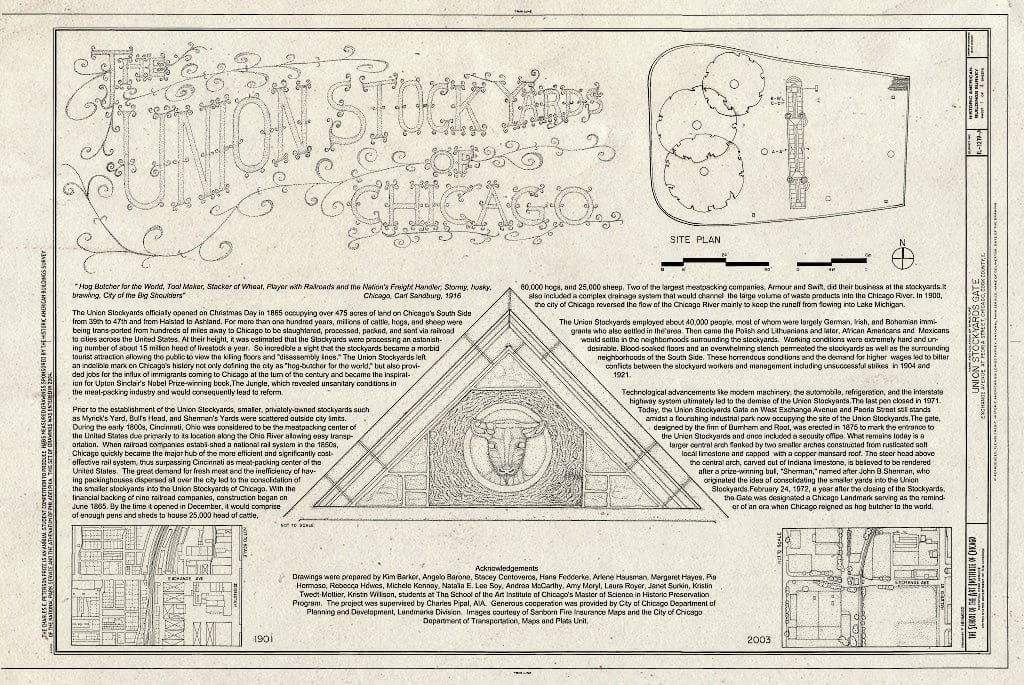 Blueprint HABS IL-1219-A (Sheet 1 of 4) - Union Stockyards, Gate, Exchange Avenue at Peoria Street, Chicago, Cook County, IL
