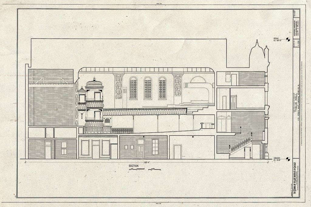 Blueprint Section - Thalia Hall, 1215-1225 West Eighteenth Street, Chicago, Cook County, IL