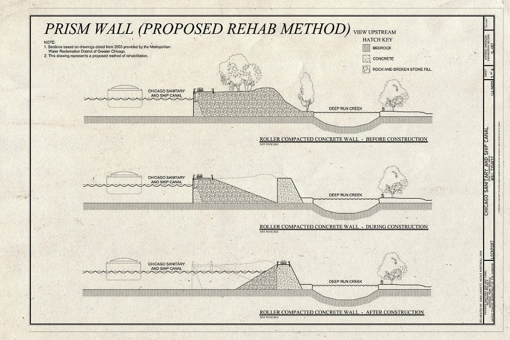 Blueprint Prism Wall (Proposed Rehab Method) - Chicago Sanitary and Ship Canal, Extends 33.9 Miles from Chicago to Lockport, Chicago, Cook County, IL